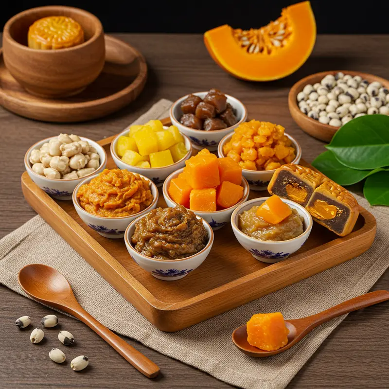 Dụng cụ và nguyên liệu an toàn, tươi sạch để làm bánh Trung Thu mini cho bé.