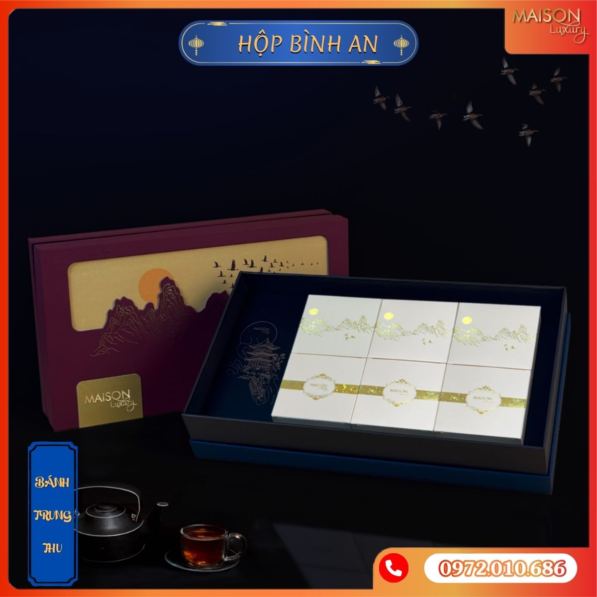 Hộp bánh trung thu Maison Luxury - Bình An - Quà tri ân nhân viên