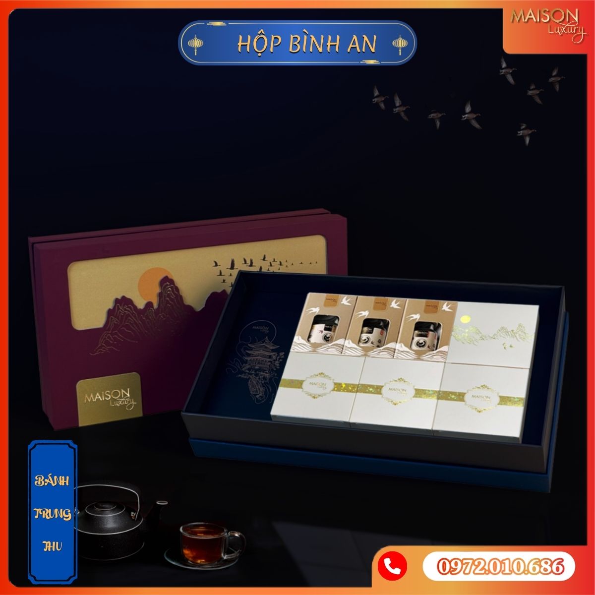 Hộp bánh trung thu Maison Luxury - Bình An - Quà tri ân nhân viên