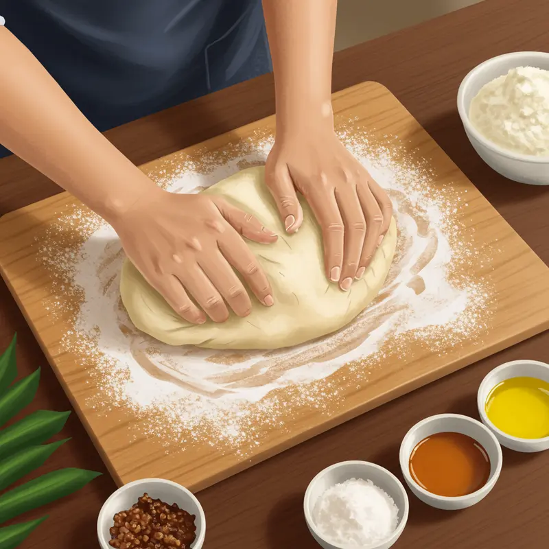 Nguyên liệu tươi ngon chuẩn bị cho bánh nướng nhân thập cẩm truyền thống.