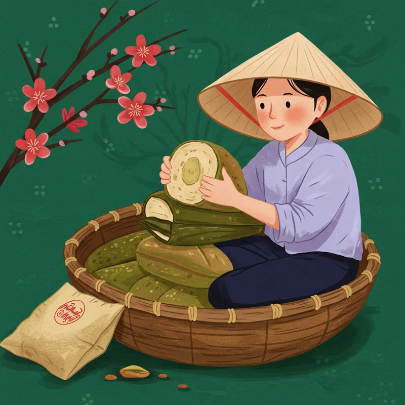 Nguyên liệu cơ bản để làm bánh dẻo truyền thống được chuẩn bị đầy đủ trên bàn.