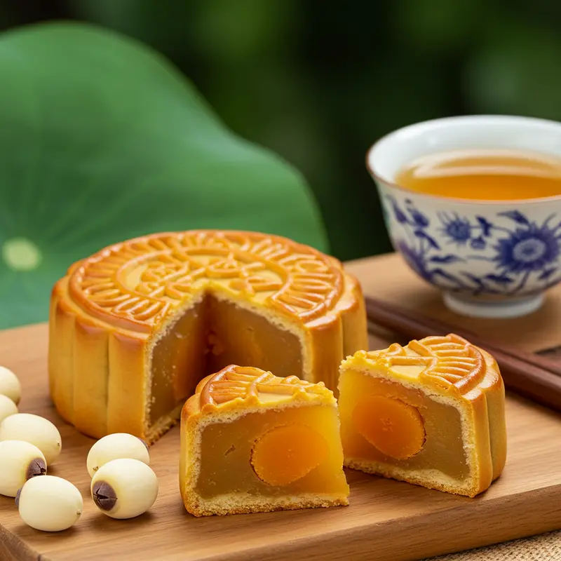 Bánh trung thu thập cẩm ít ngọt với thành phần hạt và trái cây tự nhiên.