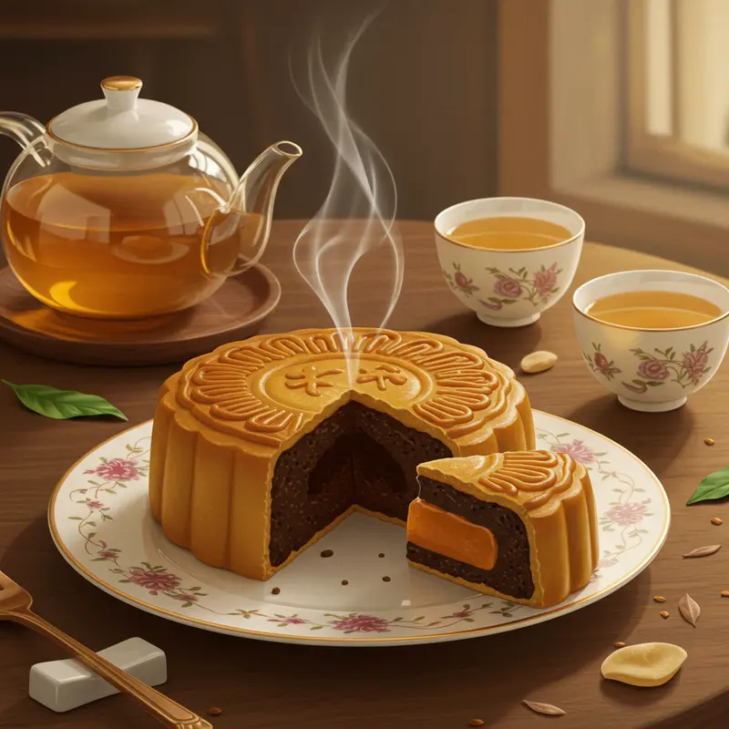 Bánh trung thu lava custard hiện đại với nhân kem trứng chảy.