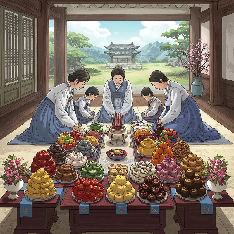 Gia đình Hàn Quốc sum vầy đầu năm mới trong trang phục Hanbok.