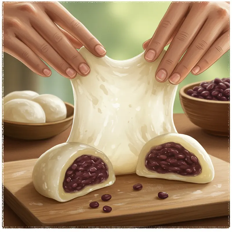 Bánh Trung Thu truyền thống và Mochi Nhật Bản đặt cạnh nhau trên khay tre.