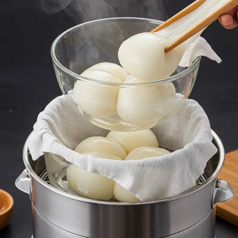 Nguyên liệu tươi ngon, chuẩn bị sẵn sàng cho bánh mochi khoai môn trứng muối.