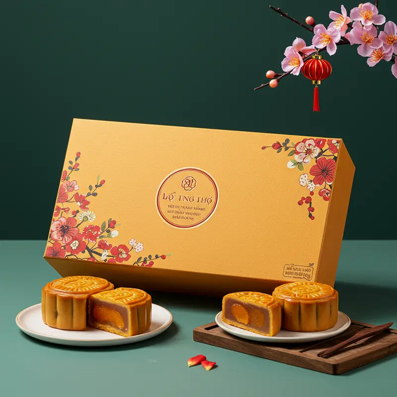 Bánh trung thu 200g đóng hộp sang trọng dành cho quà tặng doanh nghiệp.