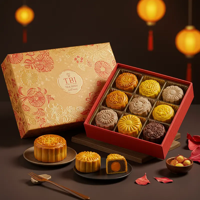 Khung cảnh hội tụ bánh Trung Thu truyền thống và hiện đại.