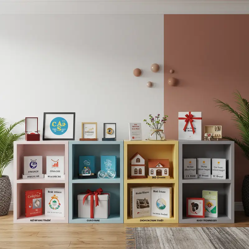 Các hộp quà sang trọng, đại diện cho từng ngành nghề khác nhau.