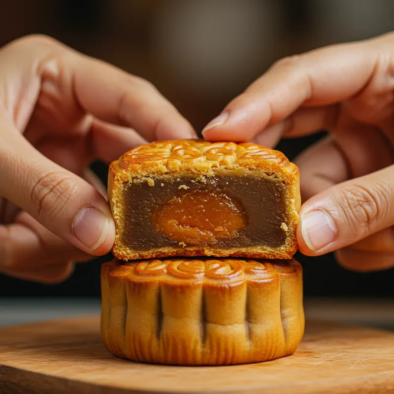 Kiểm tra trọng lượng bánh trung thu bằng cân điện tử và đọc thông tin trên bao bì.