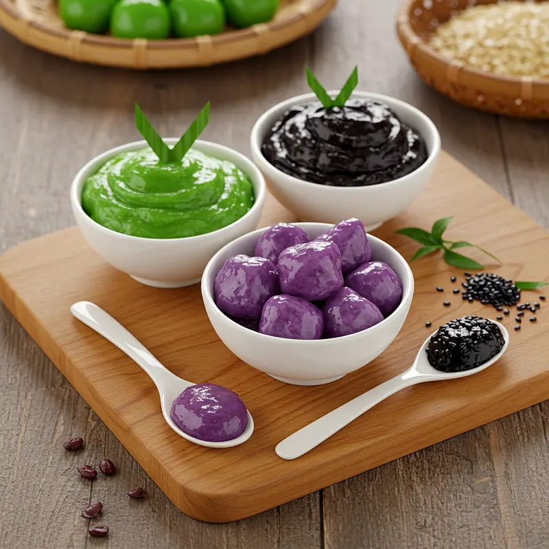 Nhân đậu xanh truyền thống với màu vàng tươi và kết cấu mịn màng