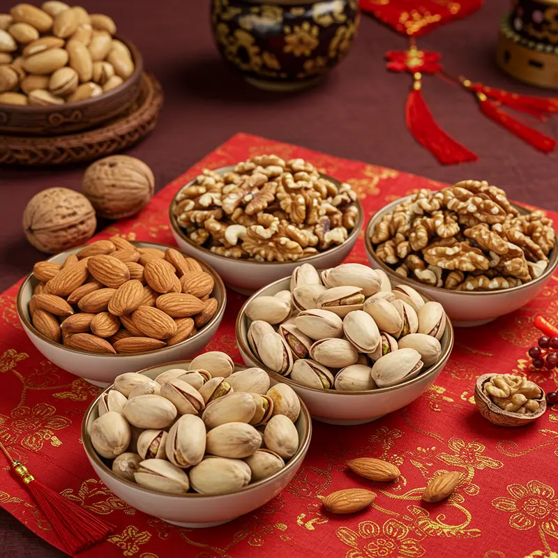 Hộp quà Tết hạt dinh dưỡng đầy màu sắc và sang trọng.