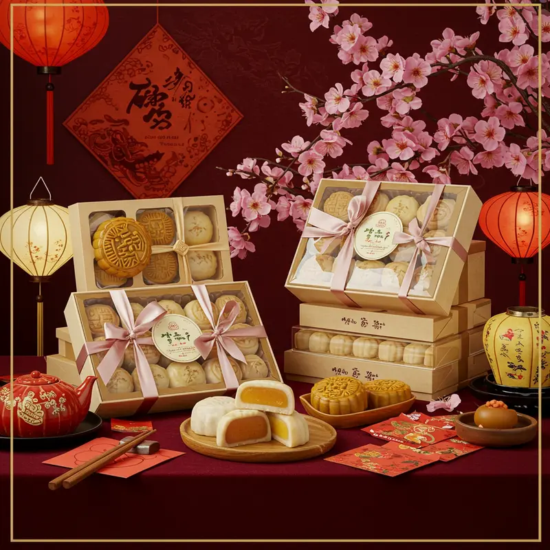 Bánh mochi Nhật Bản và mochi Trung Thu Việt Nam trên cùng bàn truyền thống.