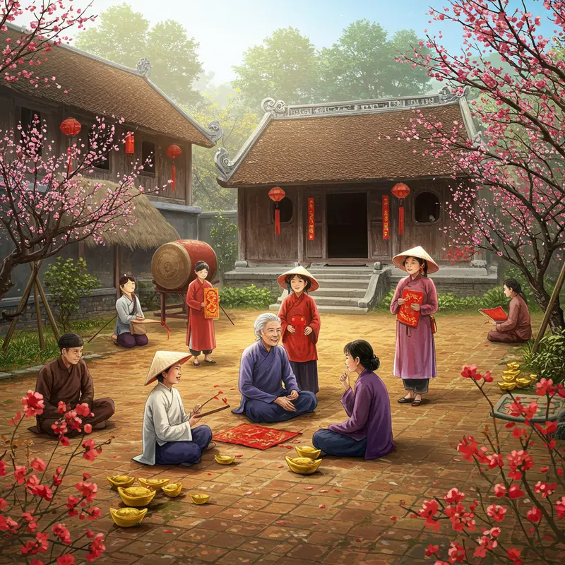 Ngôi làng Việt cổ đón xuân, lưu giữ lịch sử Tết Nguyên Đán.