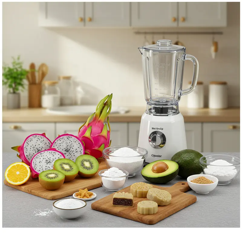 Các loại trái cây tươi làm nhân bánh trung thu phổ biến gồm thanh long, kiwi và bơ.