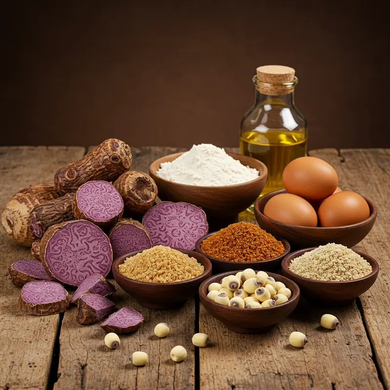 Bánh nướng nhân khoai môn trong không gian Trung Thu truyền thống Việt Nam.