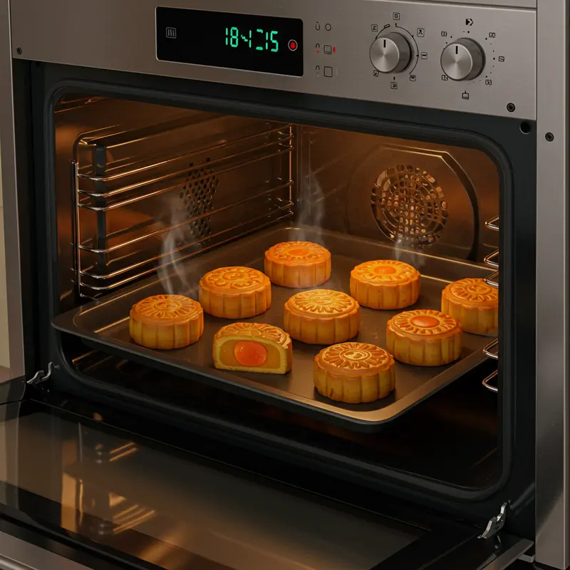 Bánh nướng Trung Thu nhân đậu xanh trứng muối và khung cảnh truyền thống dịp Tết Trung Thu