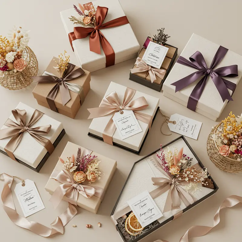 Hộp quà sử dụng giấy mỹ thuật dập vân và ép kim tạo vẻ ngoài sang trọng.