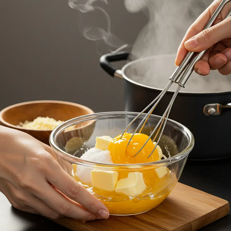 Nhân lava trứng muối tan chảy hấp dẫn trong một chiếc bánh mini đã được cắt đôi.