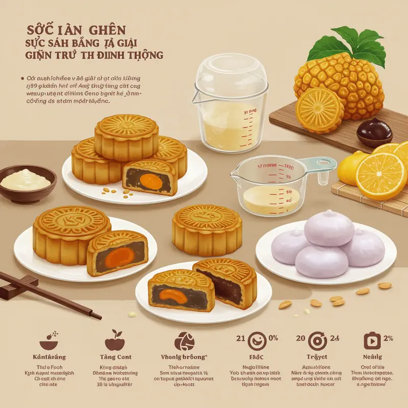 Hai loại bánh trung thu với nét truyền thống và hiện đại đặt cạnh nhau.