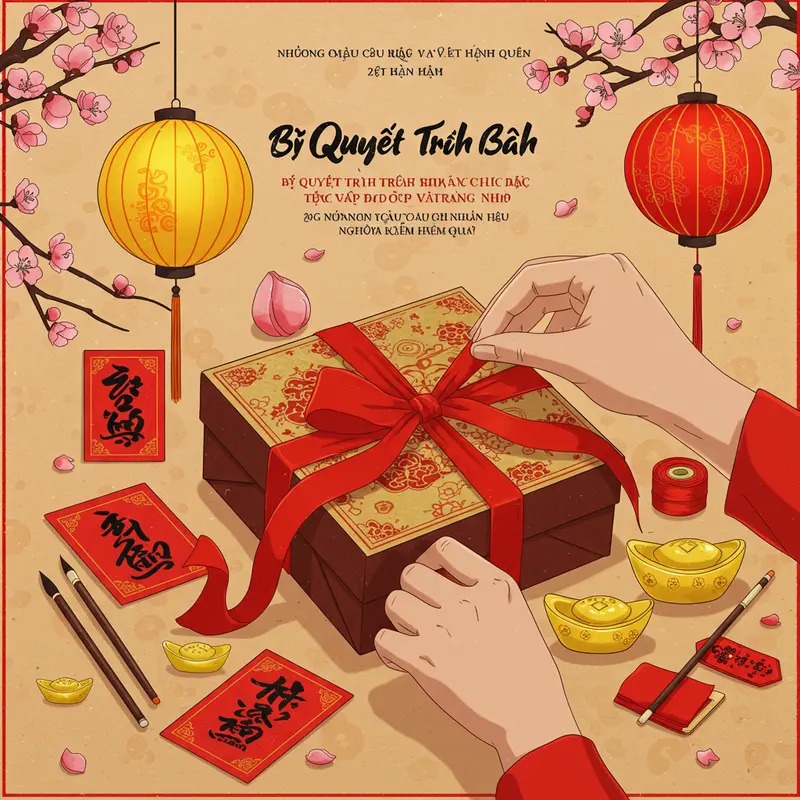 Không gian gia đình ấm áp trao tặng và đọc lời chúc kèm hộp quà Tết.