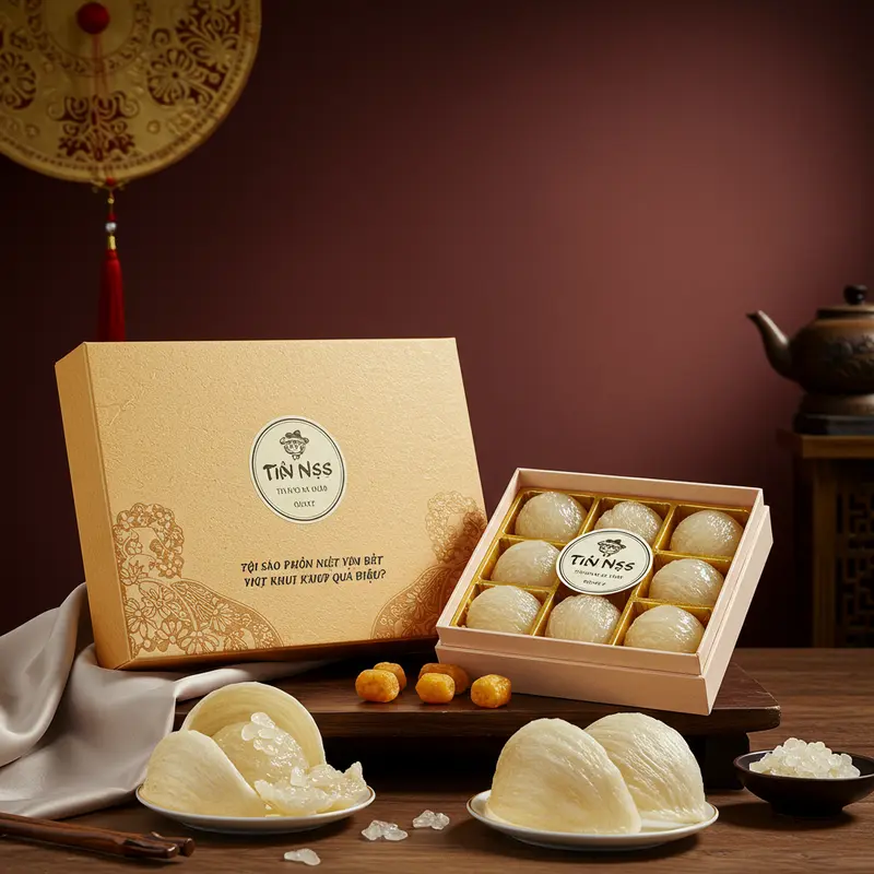 Hộp quà yến sào sang trọng đại diện cho món quà cao cấp và ý nghĩa.