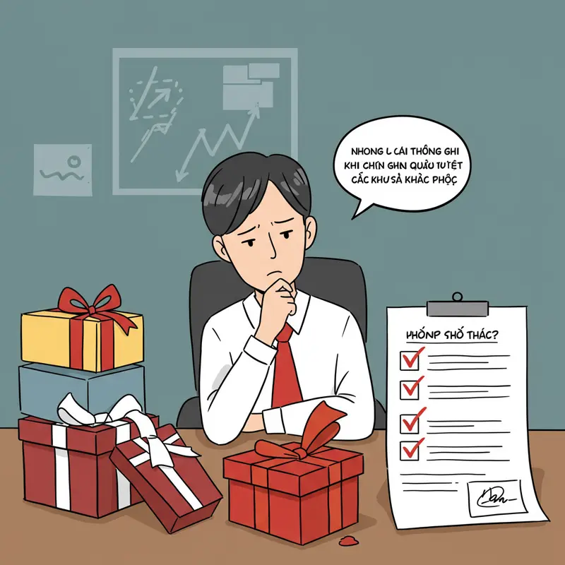 Không khí công sở ấm áp ngày Tết với những hộp quà sang trọng.