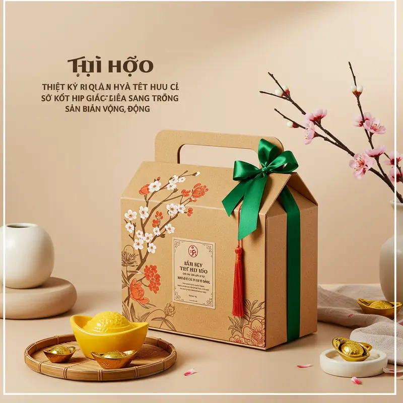 Hộp quà Tết hữu cơ đa dạng sản phẩm chăm sóc sức khỏe, được trình bày tinh tế.