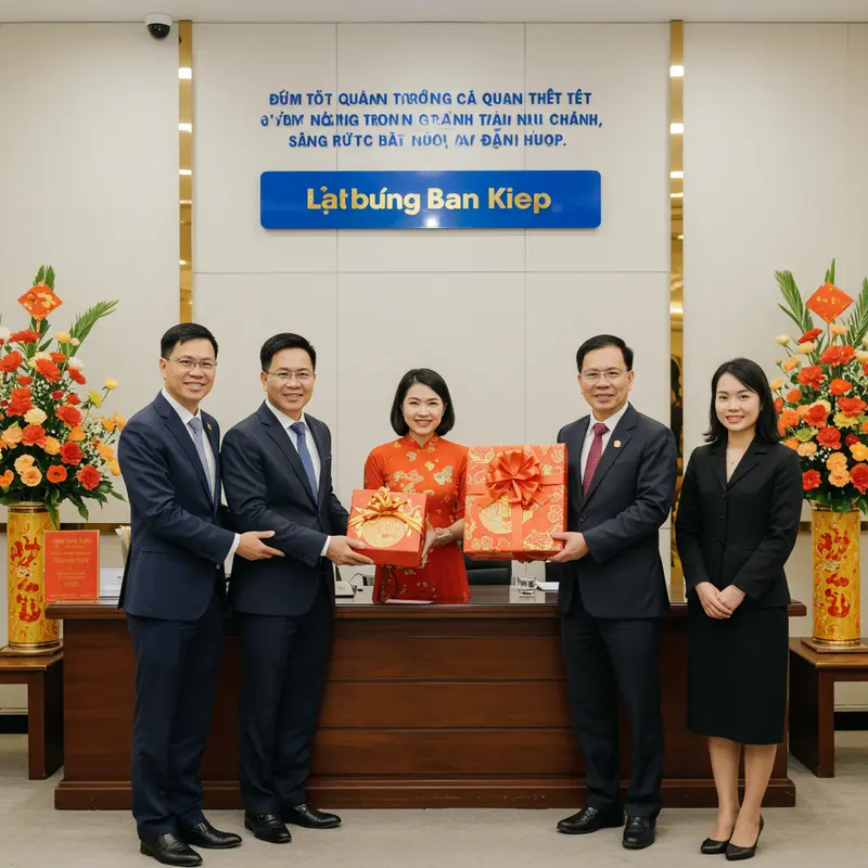 Trao quà Tết sang trọng giữa các lãnh đạo ngành tài chính, ngân hàng.