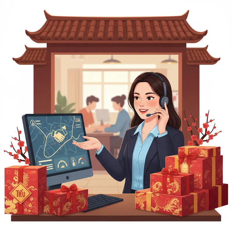 Ban lãnh đạo doanh nghiệp trao đổi về giá trị của quà Tết.