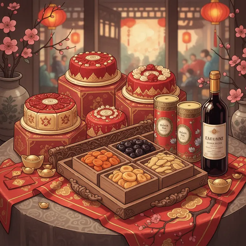 Gia đình sum họp bên những hộp quà Tết trao nhau tình cảm.