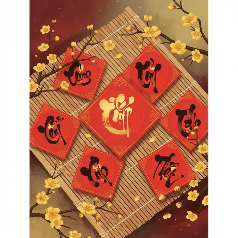 Ông đồ viết thư pháp tại phiên chợ Tết truyền thống.