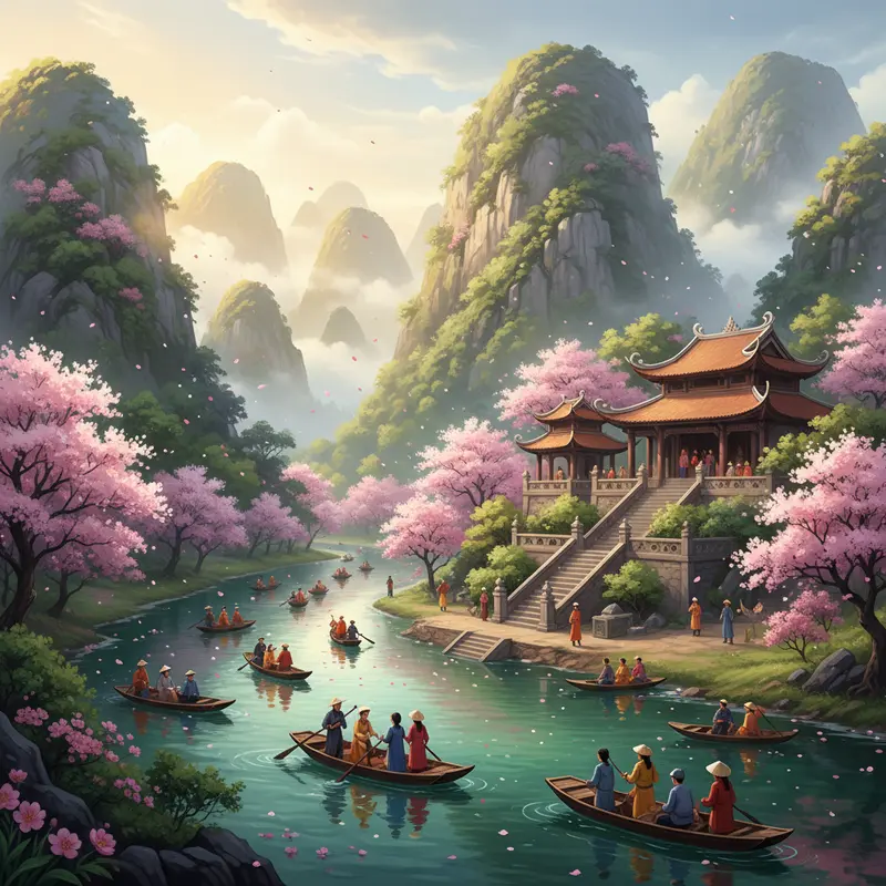 Gia đình đi lễ chùa đầu năm cầu phúc lộc, bình an.