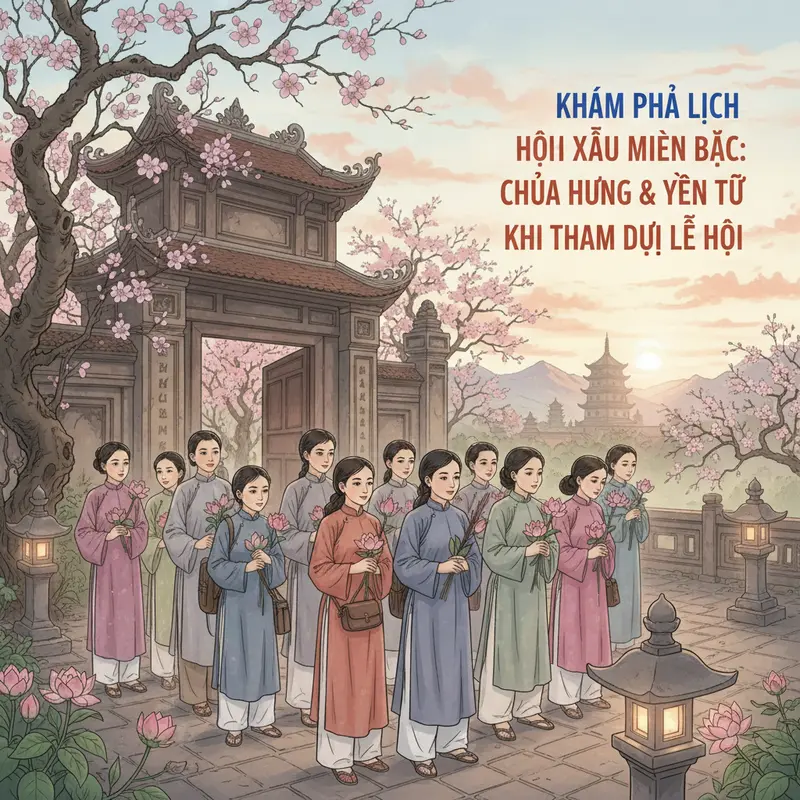 Khách hành hương trên đường về Chùa Hương đầu năm mới.