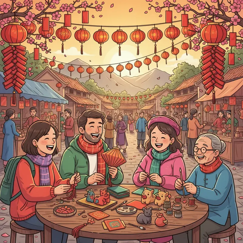 Gia đình hào hứng tại sân bay quốc tế với không khí Tết rộn ràng.