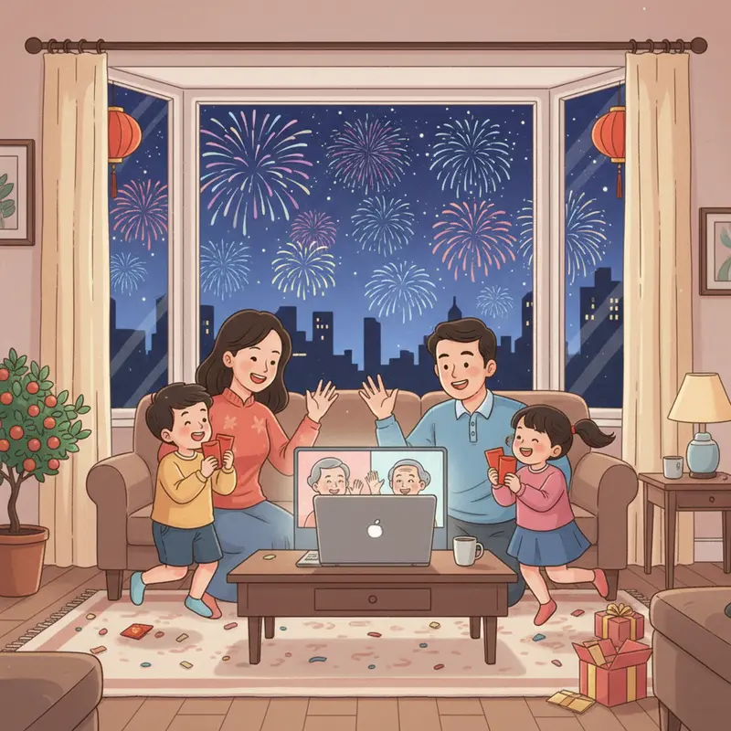 Gia đình người Việt tại nước ngoài cùng nhau gói bánh chưng và trang trí nhà cửa đón Tết.