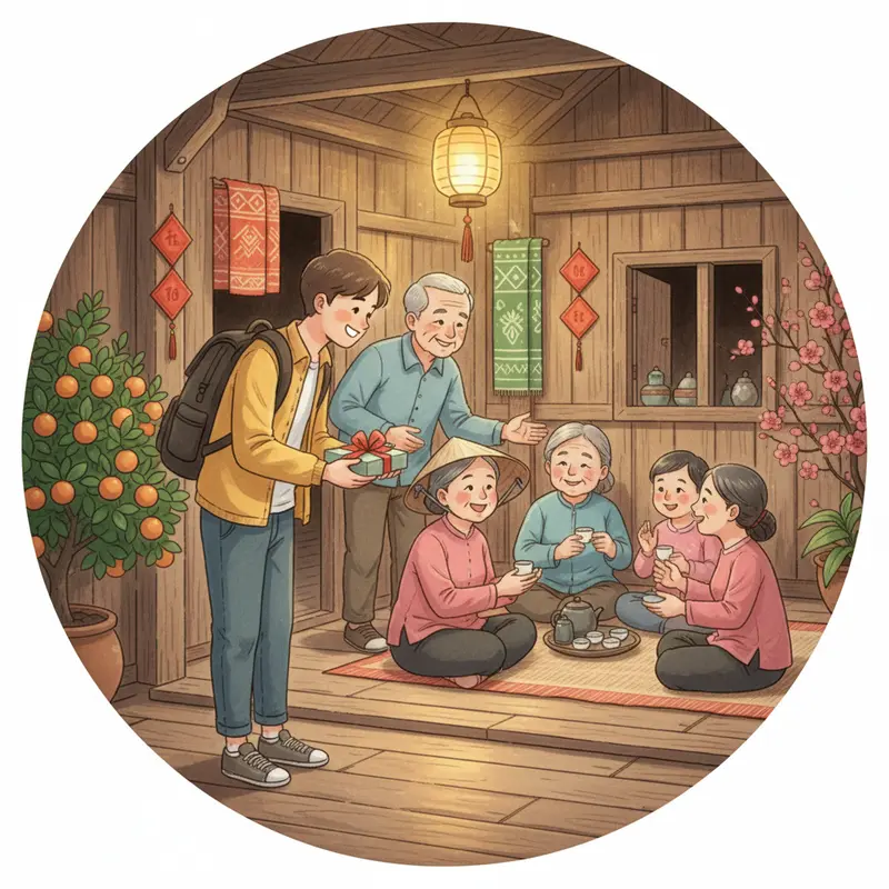 Không gian sum họp Tết ba miền với nét đặc trưng văn hóa riêng.