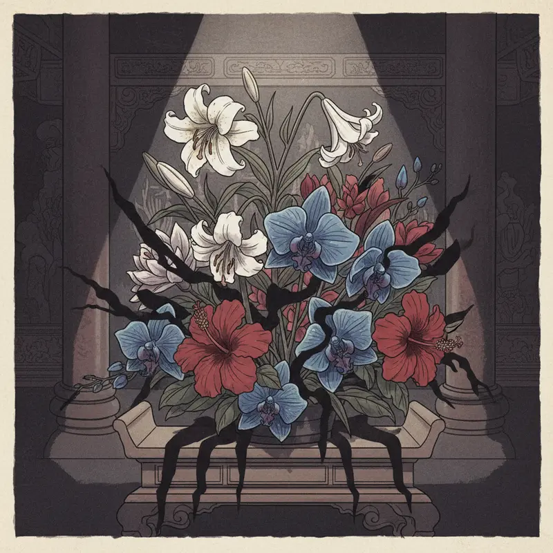 Bàn thờ tổ tiên được trang trí hoa tươi ngày Tết