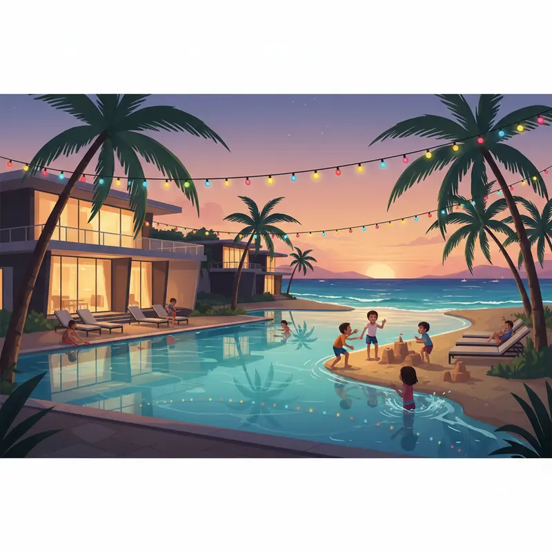 Bình minh tại một khu nghỉ dưỡng ven biển miền Trung, quyện giữa thiên nhiên và tiện nghi sang trọng.