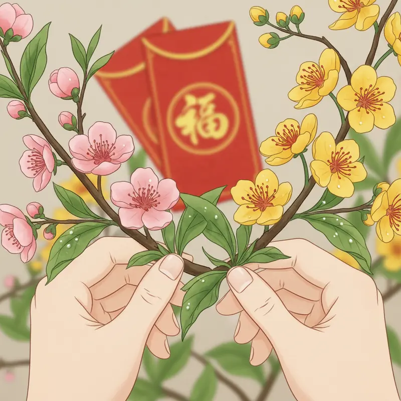 Chợ hoa Tết nhộn nhịp với nhiều loại hoa đặc trưng và khách hàng lựa chọn.