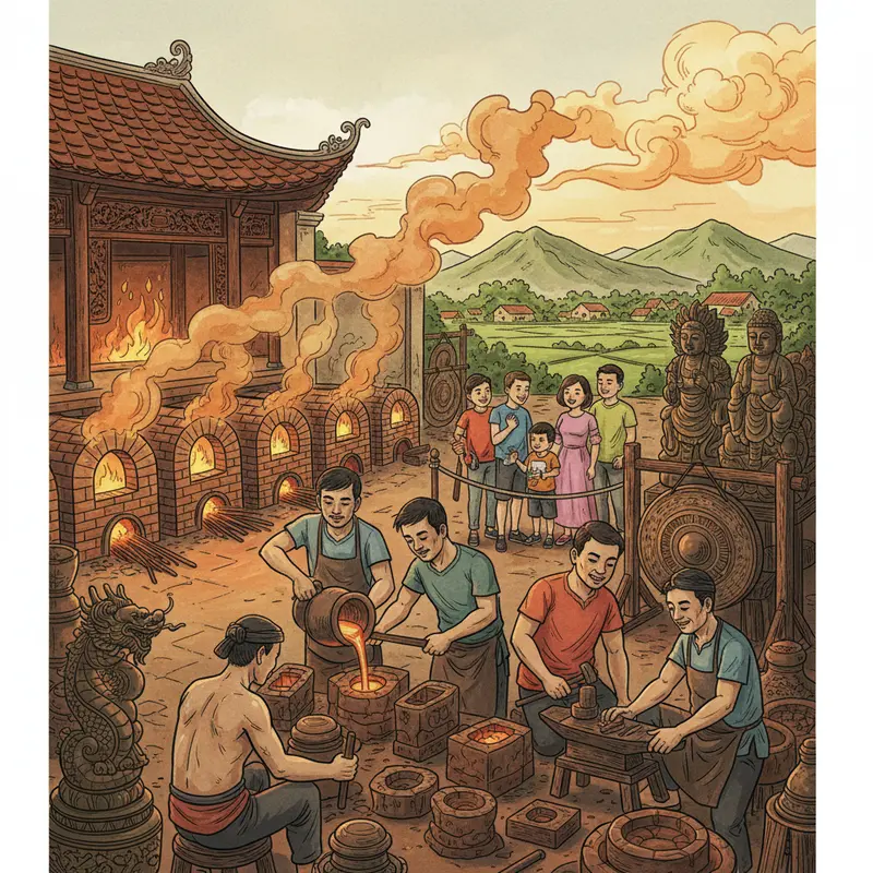 Không khí nhộn nhịp tại làng gốm Bát Tràng dịp Tết với hoạt động nặn và vẽ gốm.