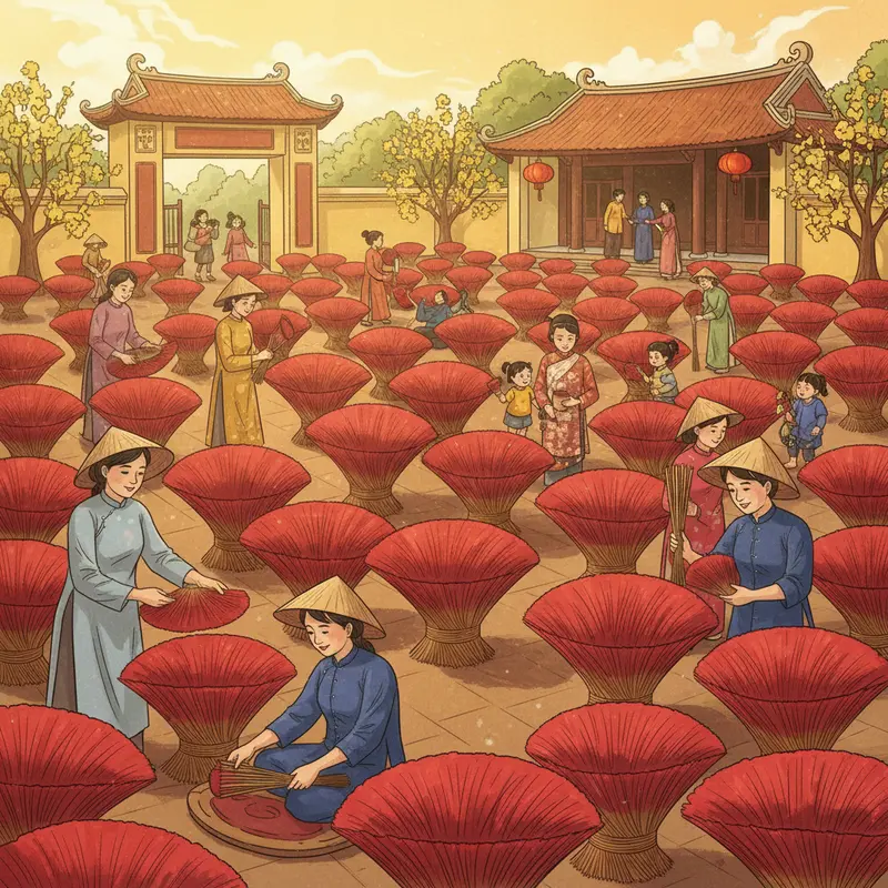 Không khí nhộn nhịp tại làng gốm Bát Tràng dịp Tết với hoạt động nặn và vẽ gốm.