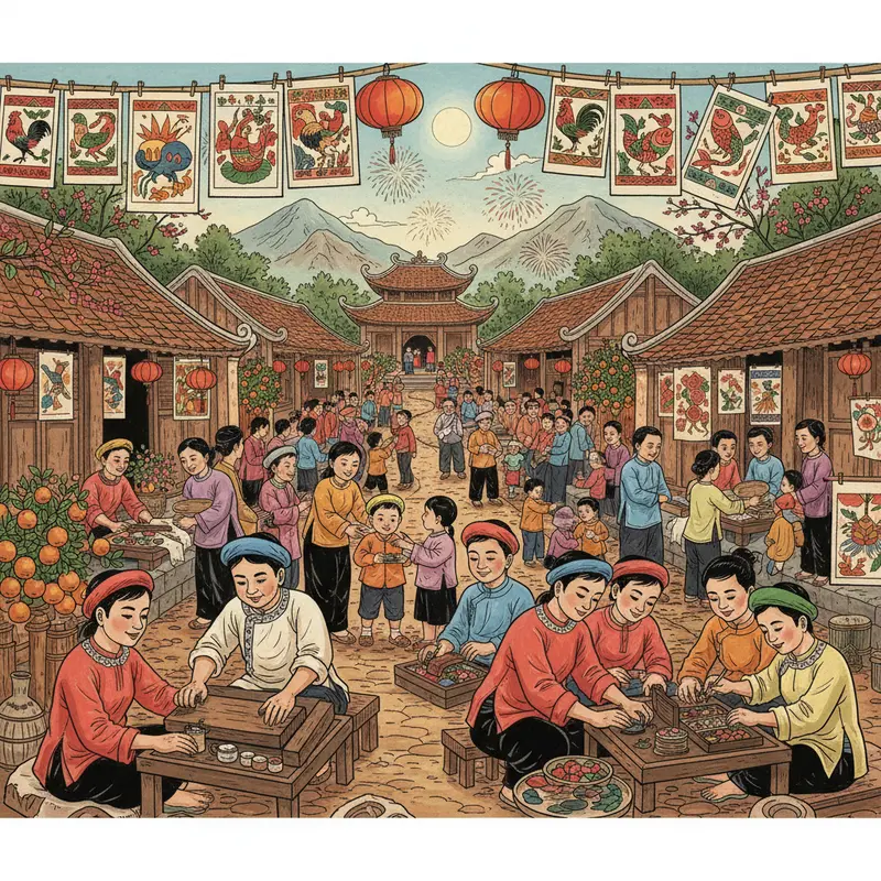 Không khí nhộn nhịp tại làng gốm Bát Tràng dịp Tết với hoạt động nặn và vẽ gốm.