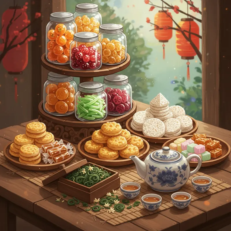 Giỏ quà Tết truyền thống đa dạng, mang ý nghĩa sum vầy và may mắn.