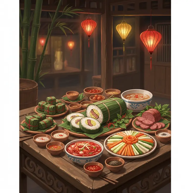 Mâm cỗ Tết là biểu tượng của sự sum vầy và lòng biết ơn tổ tiên.