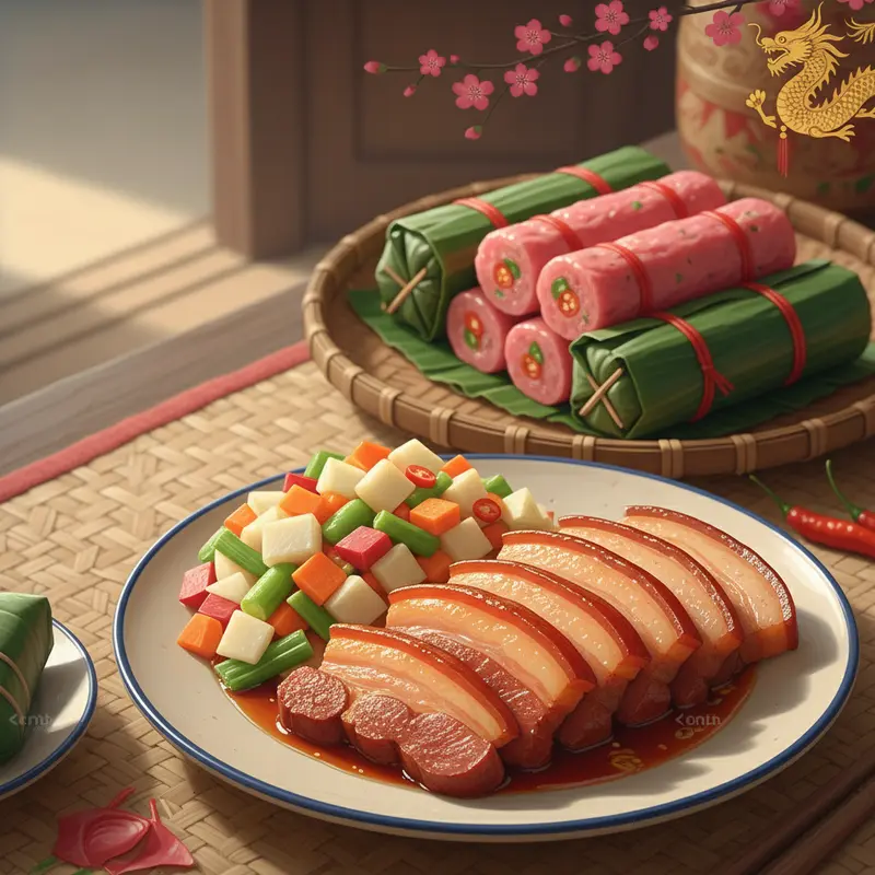 Mâm cỗ Tết là biểu tượng của sự sum vầy và lòng biết ơn tổ tiên.