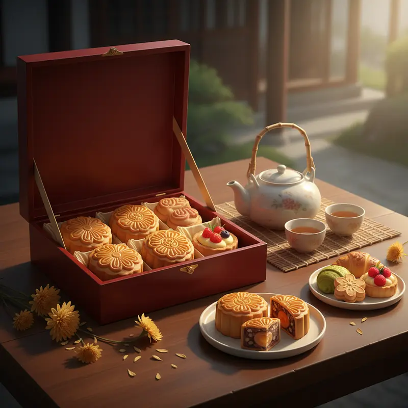 Quà tặng gói phong cách Nhật và Hàn bên hoa anh đào và lụa truyền thống.