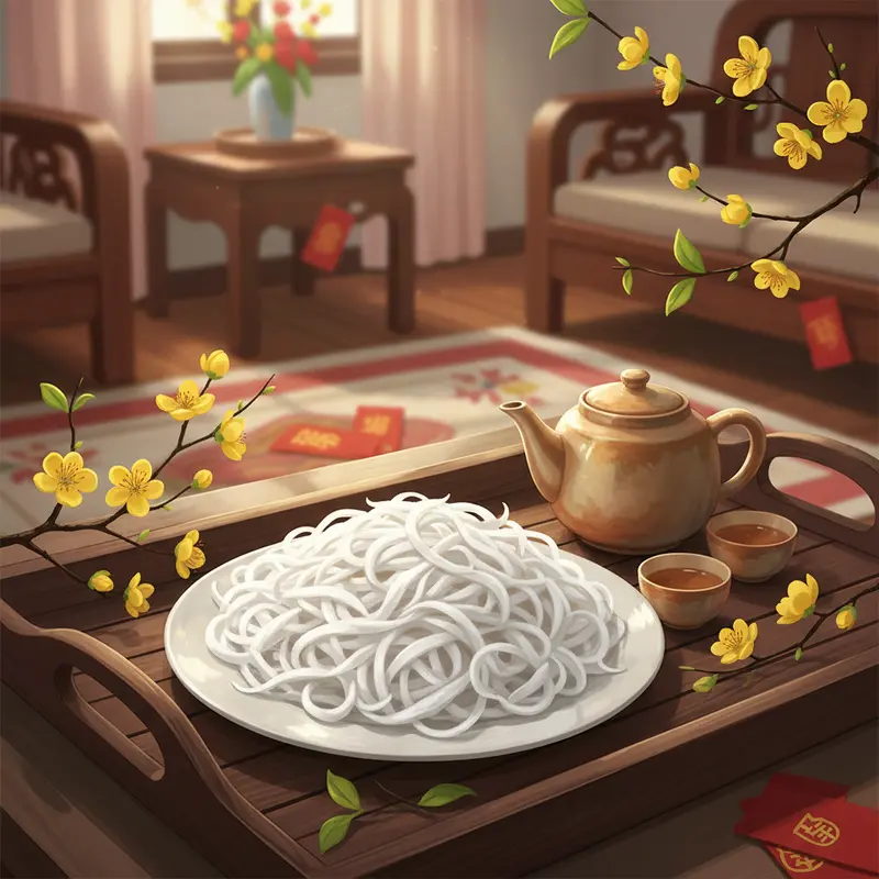 Mứt dừa trắng ngần, tượng trưng cho đoàn viên gia đình dịp Tết.