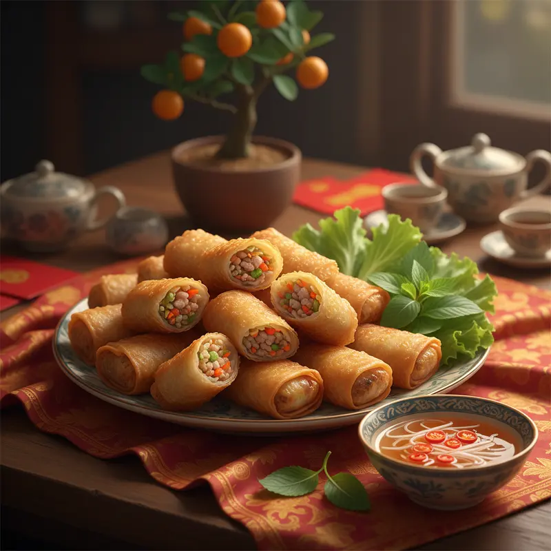 Bữa cơm Tết sum họp bên mâm cỗ truyền thống.