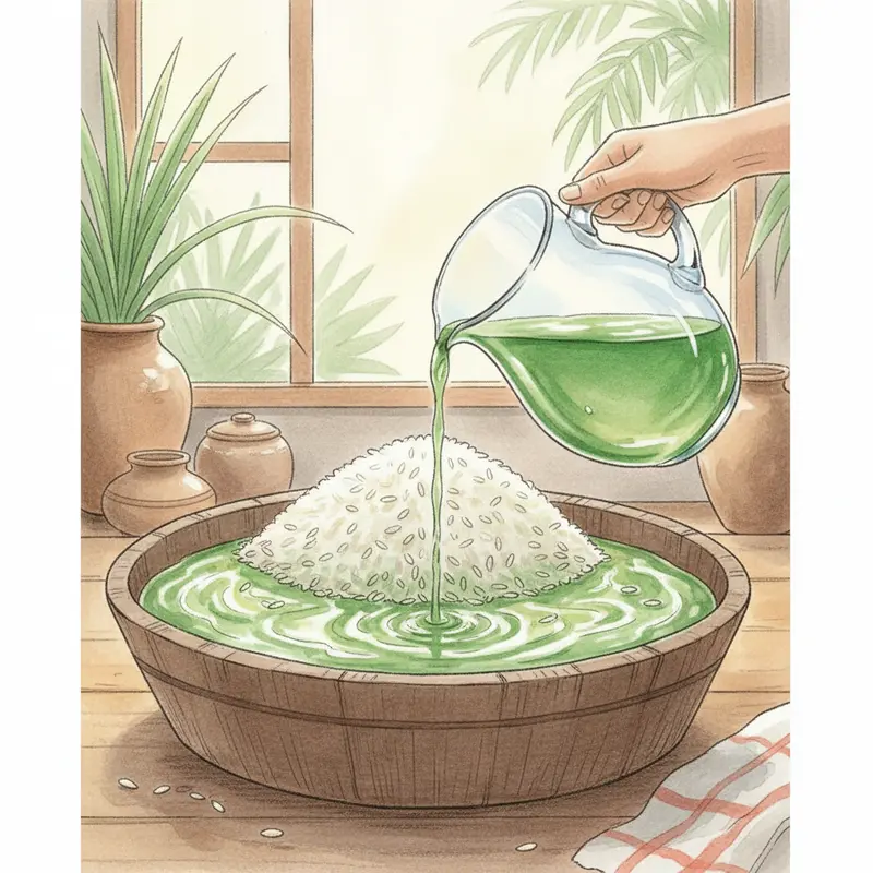 Lá dứa tươi và nước cốt lá dứa là bí quyết cho màu xanh tự nhiên của bánh Tét.